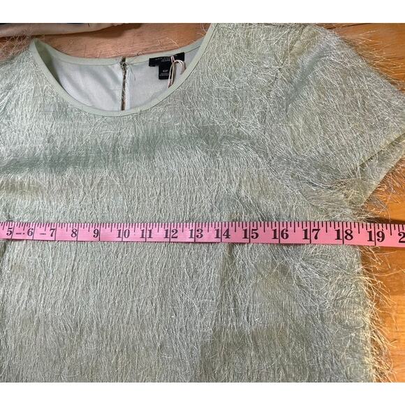 VTG 00s Eyelash Fringe Textured Tee Shirt Blouse Top Sz 6 Petite Mint Green Fun - Picture 4 of 8